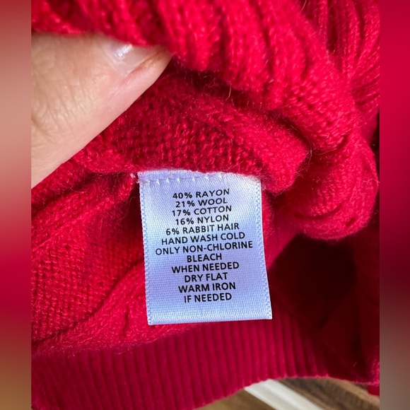 Loft Red wool Christmas v-neck sweater, size XS - Picture 5 of 8